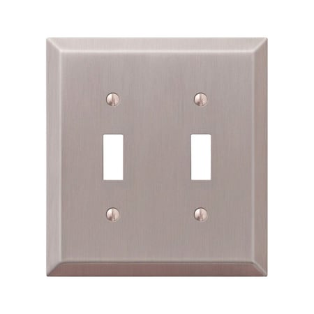Amerelle Wall Plate, Number of Gangs: 2 Steel, Steel, Brushed Nickel Finish, Gray 163TTBN